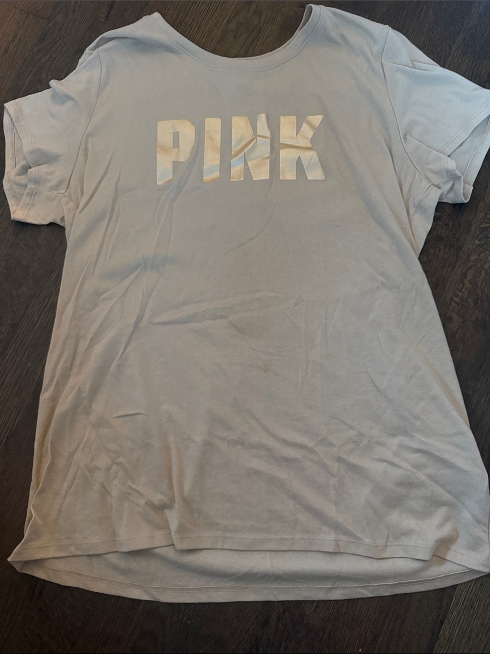 PINK Victoria's Secret Pale Blue Short Sleeve Logo Tee